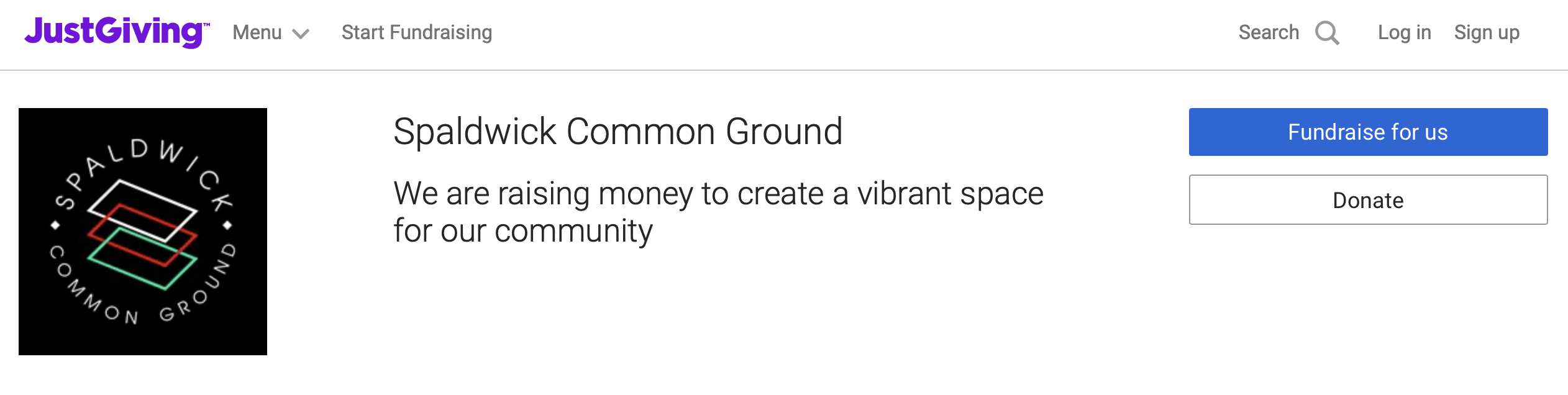 JustGiving Website listing for Spaldwick Common Ground